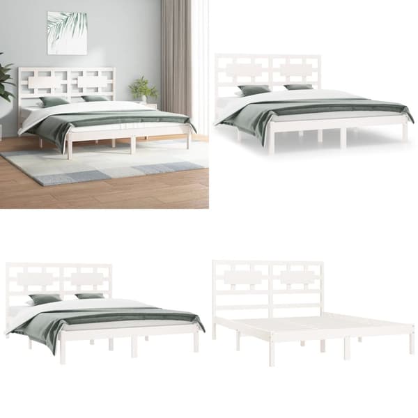 Sengeramme 180x200 cm Super King massivt fyrretræ hvid - Sengestel - Sengeramme - Home & Living