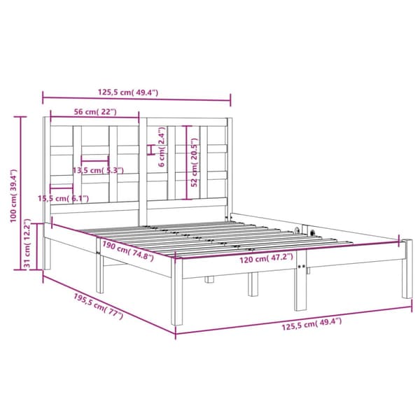 Sengeramme 120x190 cm massivt træ - Sengestel - Sengeramme - Home & Living