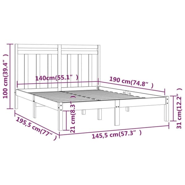 Sengeramme 140x190 cm massivt træ sort - Sengeramme - Sengerammer - Home & Living