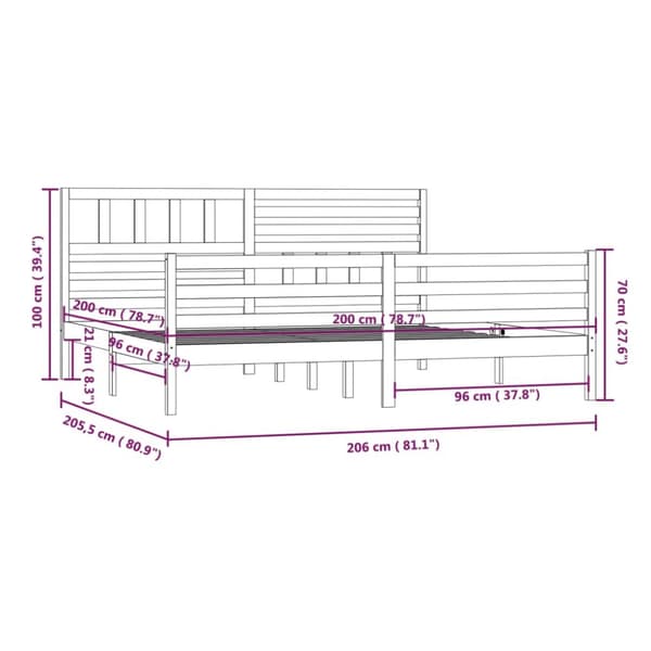 Sängram vit massivt trä 200x200 cm - Sängram - Sängramar - Home & Living