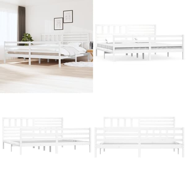 Sängram vit massivt trä 200x200 cm - Sängram - Sängramar - Home & Living