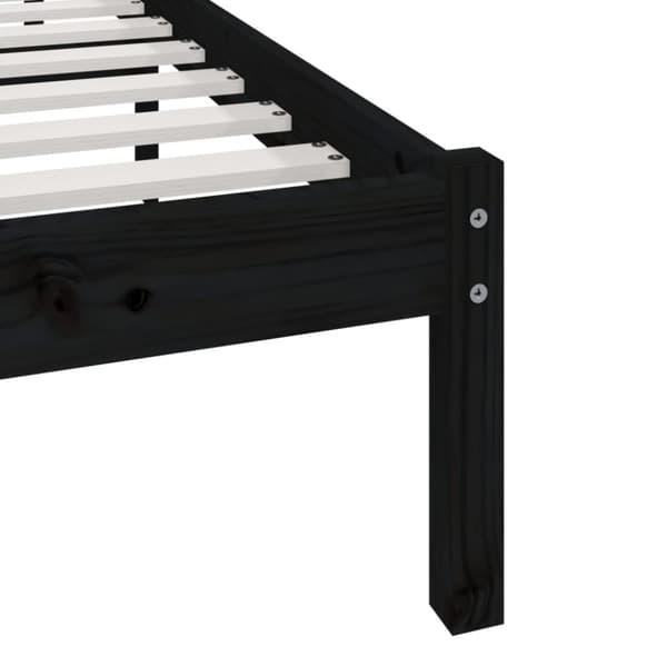 Sengeramme 200x200 cm massivt fyrretræ sort - Sengeramme - Sengerammer - Home & Living