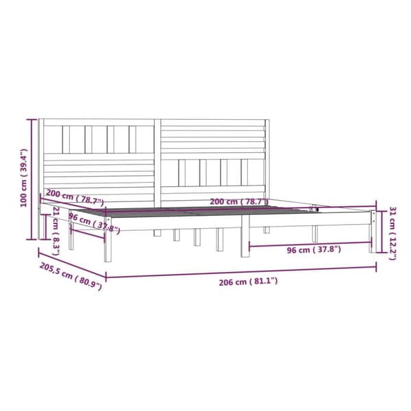 Sengeramme 200x200 cm massivt fyrretræ sort - Sengeramme - Sengerammer - Home & Living