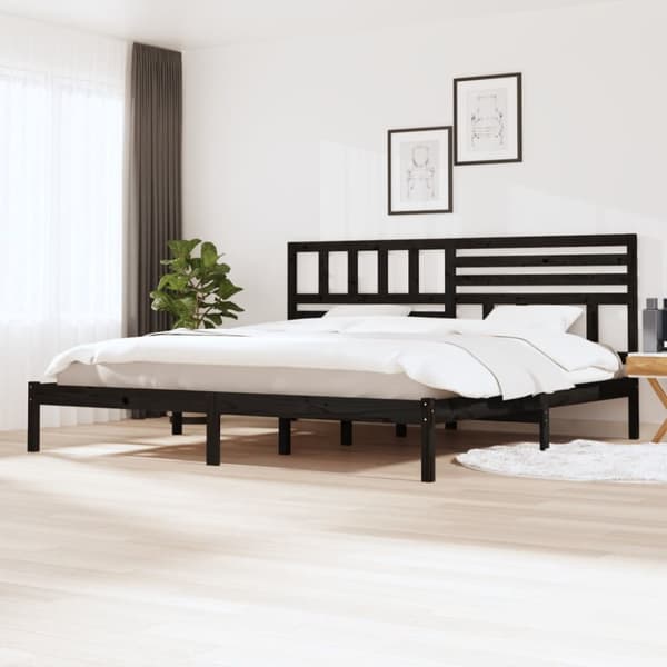 Sengeramme 200x200 cm massivt fyrretræ sort - Sengeramme - Sengerammer - Home & Living
