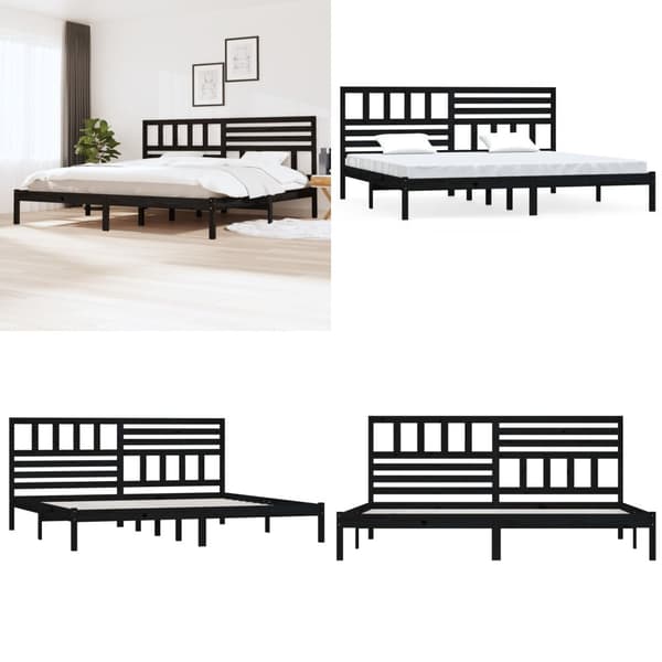 Sengeramme 200x200 cm massivt fyrretræ sort - Sengeramme - Sengerammer - Home & Living