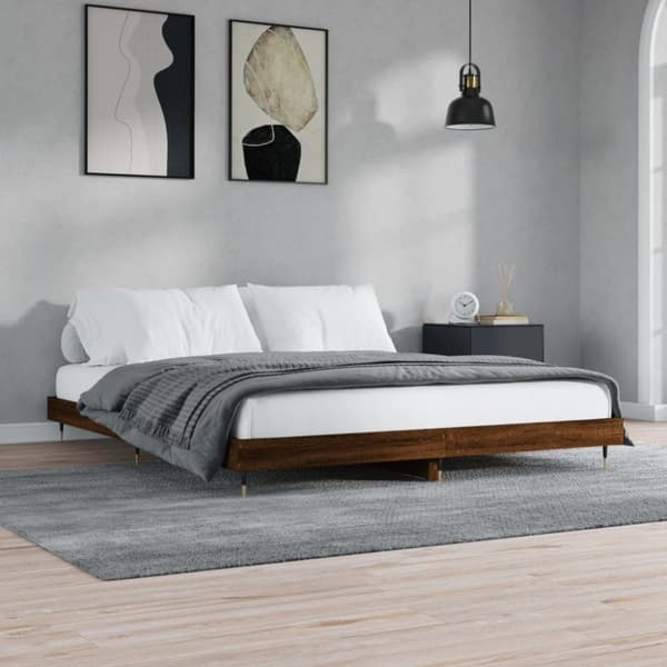 Sengeramme 200x200 cm konstrueret træ brun eg - Sengeramme - Sengerammer - Home & Living