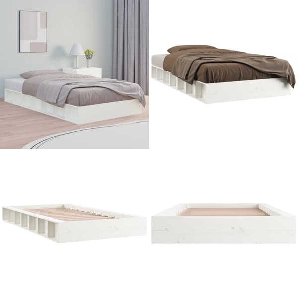 Sengeramme 135x190 cm dobbelt massivt træ hvid - Sengeramme - Sengerammer - Home & Living
