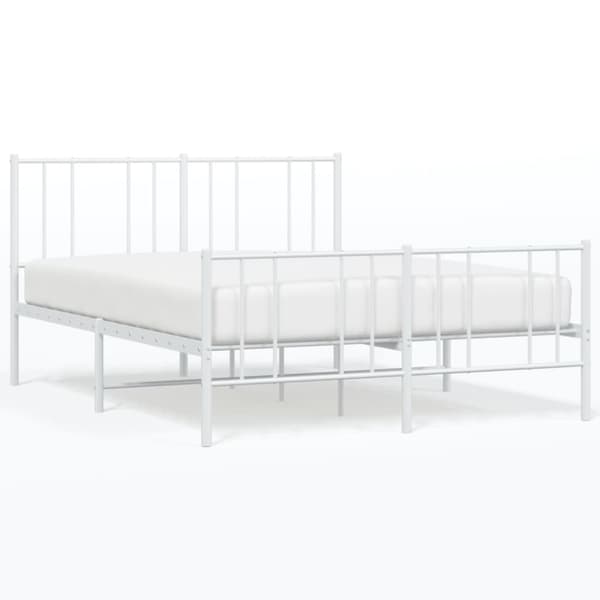 Metallinen sängynrunko päädyillä valkoinen 140x190 cm - Sängynrunko -sängynrungot - Varavuode - Home & Living