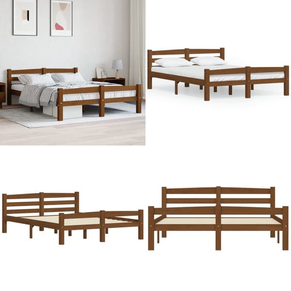Sengestel 120x200 cm massivt fyrretræ gyldenbrun - Sengestel - Sengeramme - Home & Living