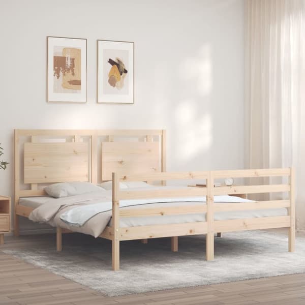 Sängynrunko päädyllä 160x200 cm täysi mänty - Sängynrunko - Sängynrungot - Home & Living