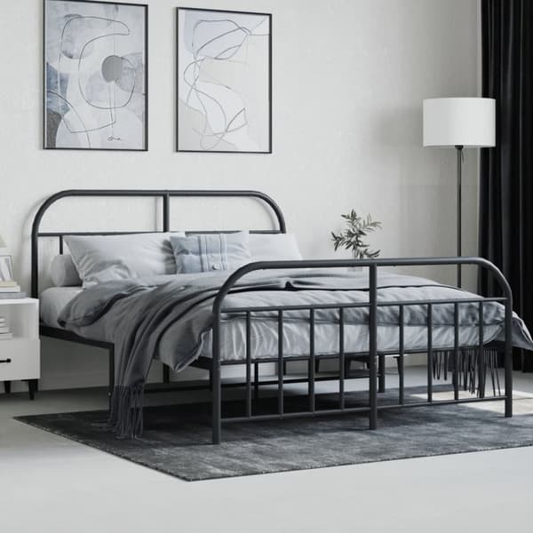 Sengeramme med sengegavl og fodgærde 140x190 cm metal sort - Sengestel - Sengeramme - Home & Living