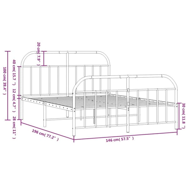 Sengeramme med sengegavl og fodgærde 140x190 cm metal sort - Sengestel - Sengeramme - Home & Living