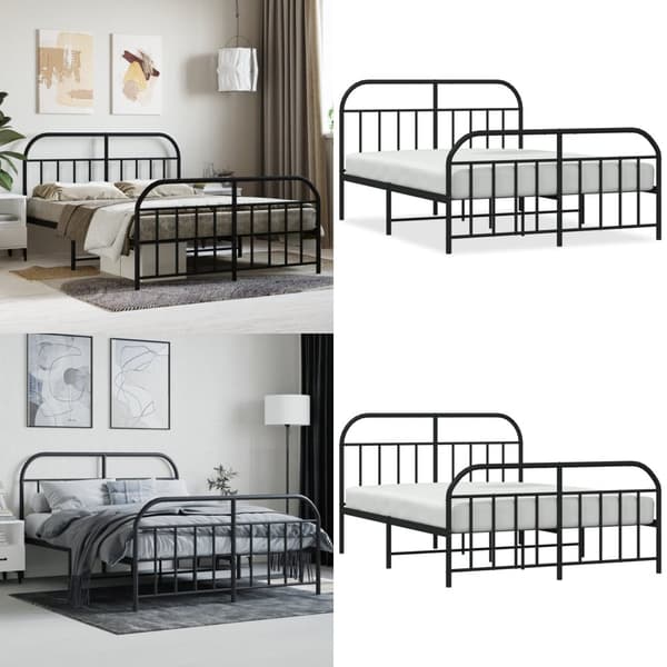 Sengeramme med sengegavl og fodgærde 140x190 cm metal sort - Sengestel - Sengeramme - Home & Living
