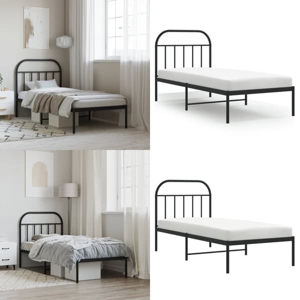 Sengeramme med sengegavl 80x200 cm metal sort - Sengestel - Sengeramme - Home & Living