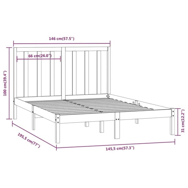 Sengeramme 140x190 cm massivt fyrretræ - Sengeramme - Sengerammer - Home & Living
