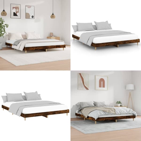 Sengestel 140x200 cm konstrueret træ røget eg - Sengeramme - Sengerammer - Home & Living