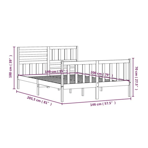 Sengeramme 140x200 cm massivt træ - Sengeramme - Sengerammer - Home & Living