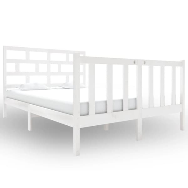Sengestel 120x190 cm Small Double massivt fyrretræ hvid - Sengeramme - Sengerammer - Home & Living