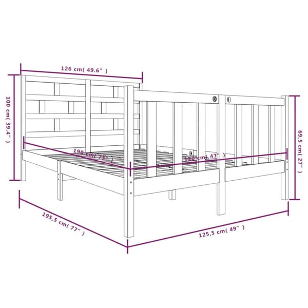 Sengestel 120x190 cm Small Double massivt fyrretræ hvid - Sengeramme - Sengerammer - Home & Living
