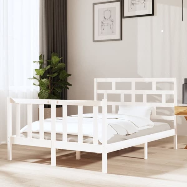 Sengestel 120x190 cm Small Double massivt fyrretræ hvid - Sengeramme - Sengerammer - Home & Living