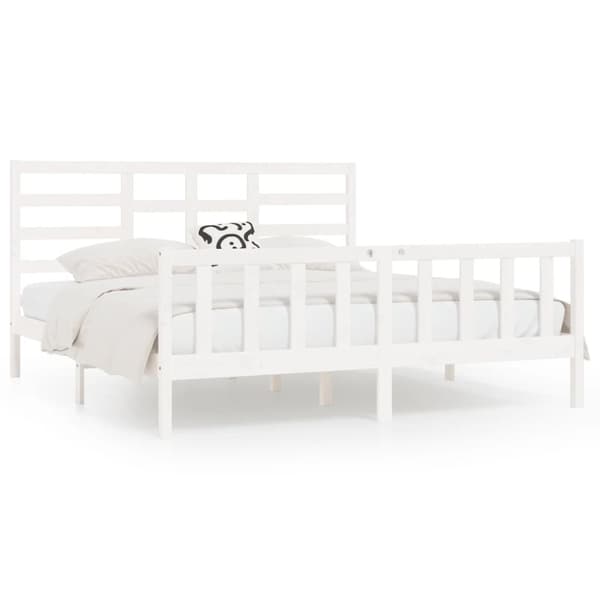 Sengeramme 200x200 cm massivt fyrretræ hvid - Sengeramme - Sengerammer - Home & Living