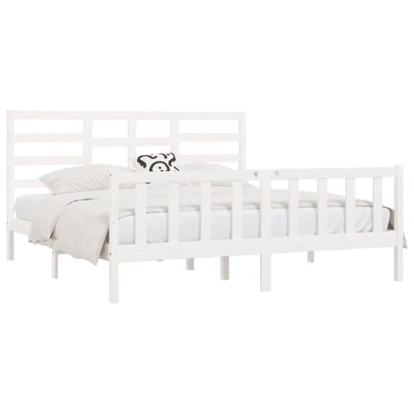 Sengeramme 200x200 cm massivt fyrretræ hvid - Sengeramme - Sengerammer - Home & Living
