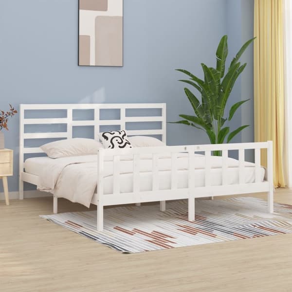 Sengeramme 200x200 cm massivt fyrretræ hvid - Sengeramme - Sengerammer - Home & Living