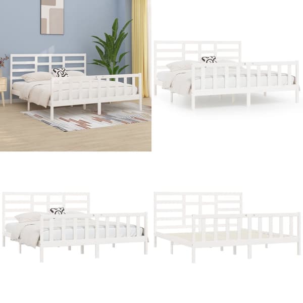 Sengeramme 200x200 cm massivt fyrretræ hvid - Sengeramme - Sengerammer - Home & Living