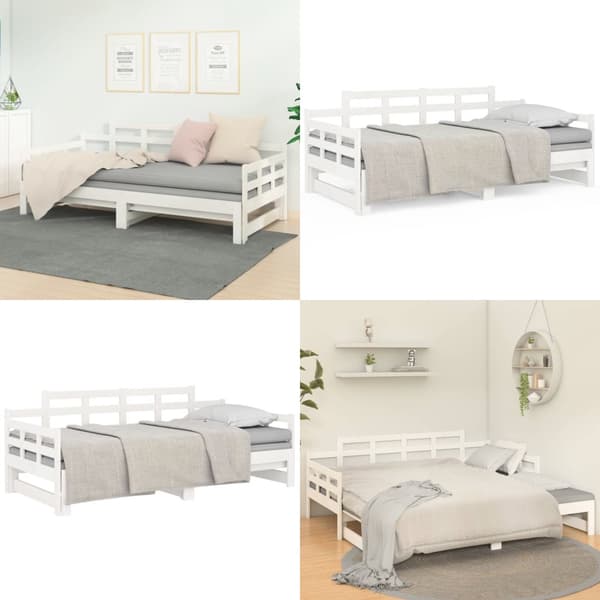 Bäddsoffa vit massiv furu 2x(90x200) cm - Bäddsoffa - Bäddsoffor - Home & Living