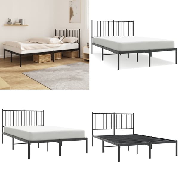Sengeramme med sengegavl 120x200 cm metal sort - Sengestel - Sengeramme - Home & Living