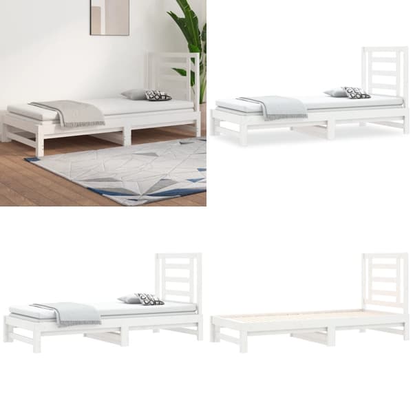 Sohvasänky ulosvedettävä valkoinen 2x (90x200) cm täysi mänty - Sohvasänky - Sohvasängyt - Home & Living