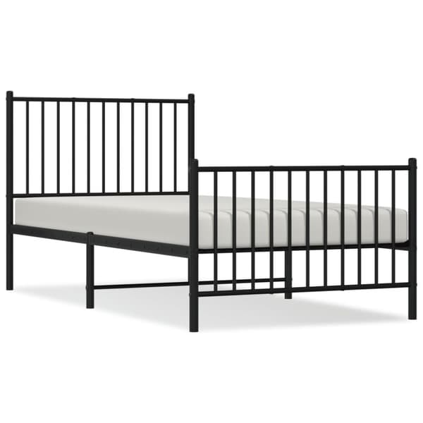 Sengeramme med sengegavl og fodgærde 90x190 cm metal sort - Sengestel - Sengeramme - Home & Living