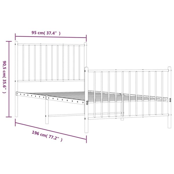 Sengeramme med sengegavl og fodgærde 90x190 cm metal sort - Sengestel - Sengeramme - Home & Living