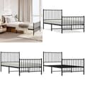 Miniatyrbillede 1 af 10: Sengeramme med sengegavl og fodgærde 90x190 cm metal sort - Sengestel - Sengeramme - Home & Living