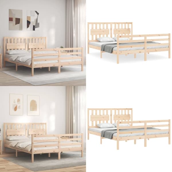 Sengeramme med sengegavl 160x200 cm massivt træ - Sengeramme - Sengerammer - Home & Living
