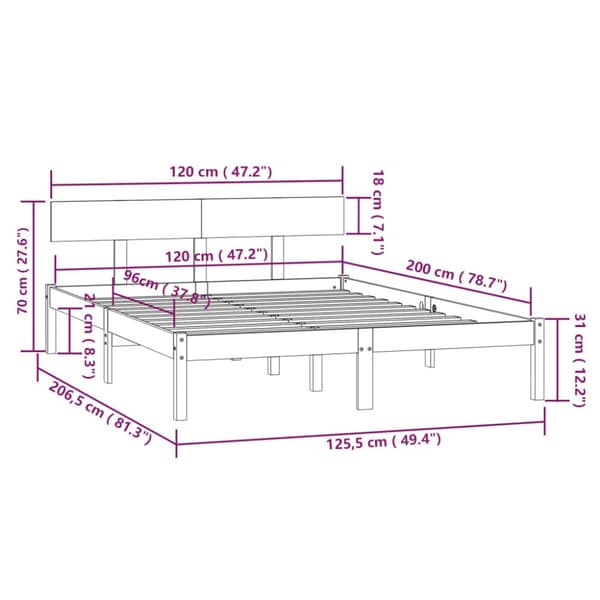 Sengeramme 120x200 cm massivt fyrretræ hvid - Sengeramme - Sengerammer - Home & Living
