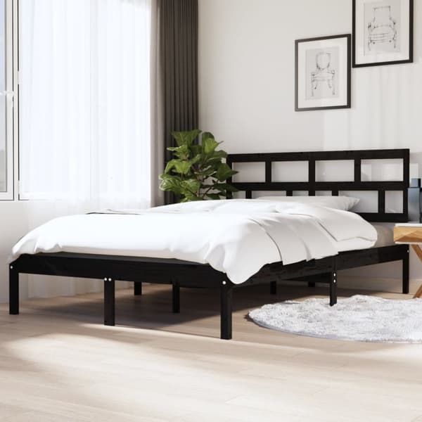 Sengeramme 140x190 cm massivt fyrretræ sort - Sengeramme - Sengerammer - Home & Living