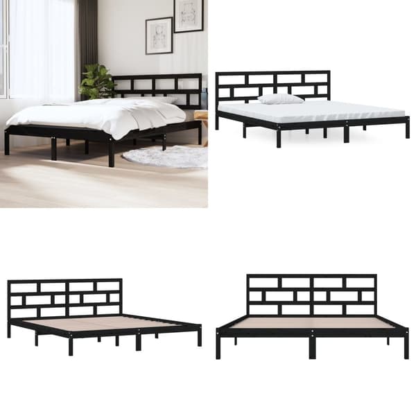 Sengeramme 140x190 cm massivt fyrretræ sort - Sengeramme - Sengerammer - Home & Living