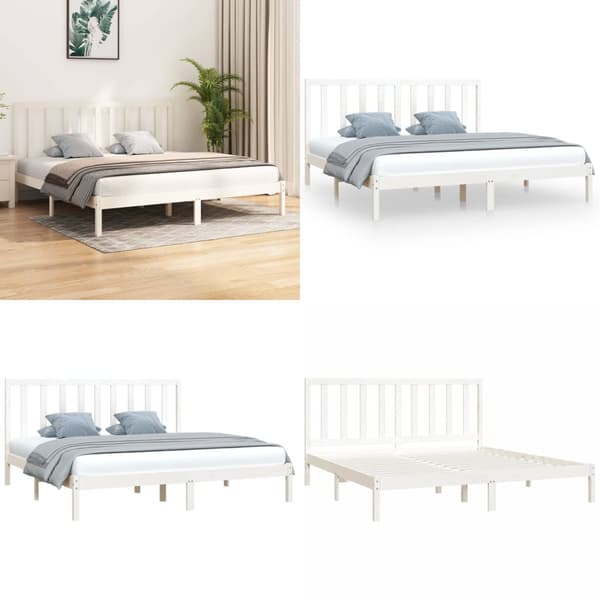 Sengeramme 200x200 cm massivt fyrretræ hvid - Sengeramme - Sengerammer - Home & Living