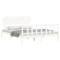 Miniatyrbillede 5 af 11: Sengeramme med sengegavl 160x200 cm massivt træ hvid - Sengeramme - Sengerammer - Home & Living