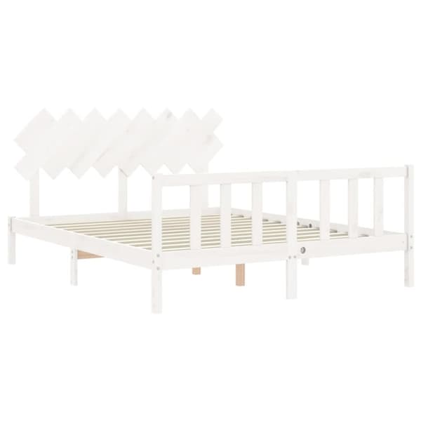 Sengeramme med sengegavl 160x200 cm massivt træ hvid - Sengeramme - Sengerammer - Home & Living