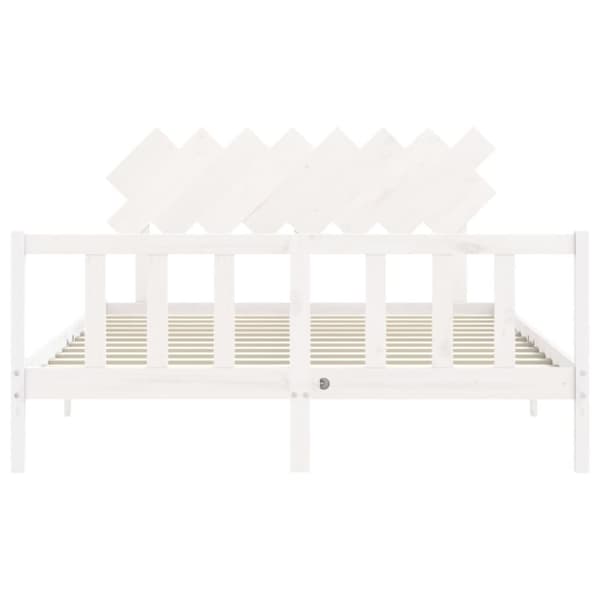 Sengeramme med sengegavl 160x200 cm massivt træ hvid - Sengeramme - Sengerammer - Home & Living