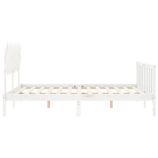 Sengeramme med sengegavl 160x200 cm massivt træ hvid - Sengeramme - Sengerammer - Home & Living