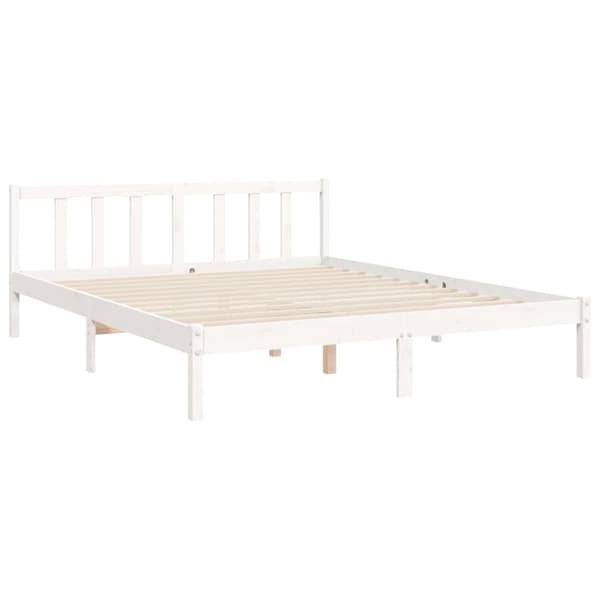 Sengeramme med sengegavl 160x200 cm massivt træ hvid - Sengeramme - Sengerammer - Home & Living