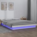 Miniatyrbillede 2 af 11: Sengeramme med LED-lys 120x200 cm massivt træ hvid - Sengeramme - Sengerammer - Home & Living
