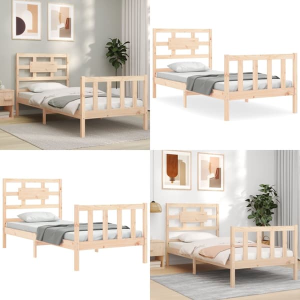 Sengeramme med sengegavl 90x200 cm massivt træ - Sengeramme - Sengerammer - Home & Living