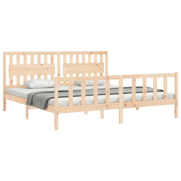 Sengeramme med sengegavl 200x200 cm massivt træ - Sengeramme - Sengerammer - Home & Living