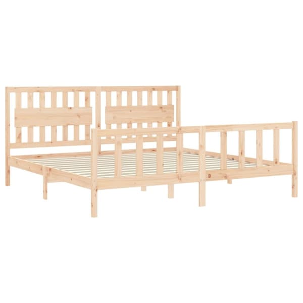 Sengeramme med sengegavl 200x200 cm massivt træ - Sengeramme - Sengerammer - Home & Living