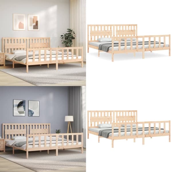 Sengeramme med sengegavl 200x200 cm massivt træ - Sengeramme - Sengerammer - Home & Living