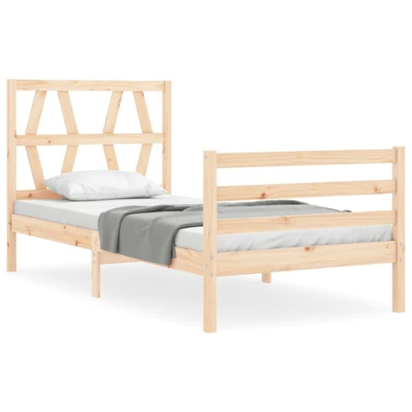 Sengeramme med sengegavl 90x200 cm massivt træ - Sengeramme - Sengerammer - Home & Living